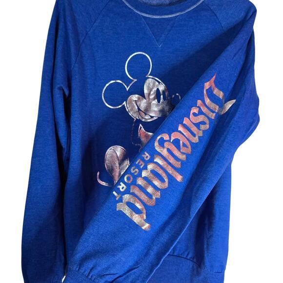 NEW Disney Parks Resort Blue Crewneck Wishes Come True Mickey Mouse Pullover - Picture 4 of 8